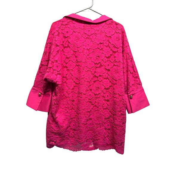 Tuckernuck Lace Willow Blouse Size M Stand Collar Scalloped Hem Desk To Drinks - Picture 10 of 14